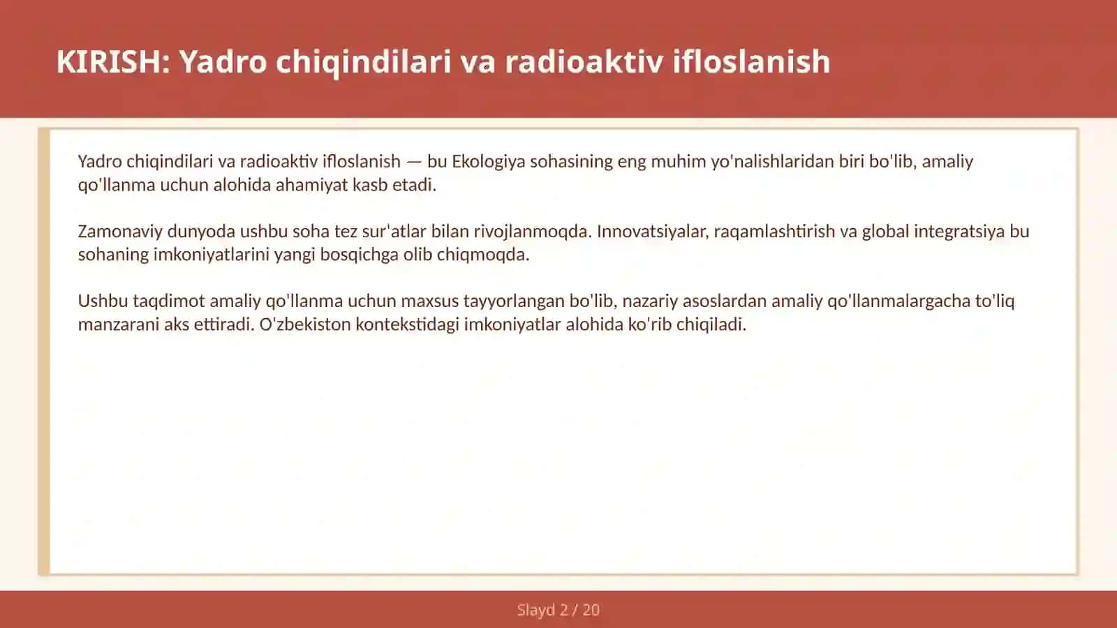 YADRO CHIQINDILARI VA RADIOAKTIV IFLOSLANISH 2