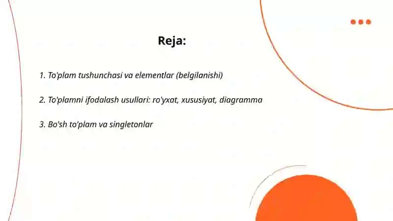 To'plamlar va ular ustida amallar 2
