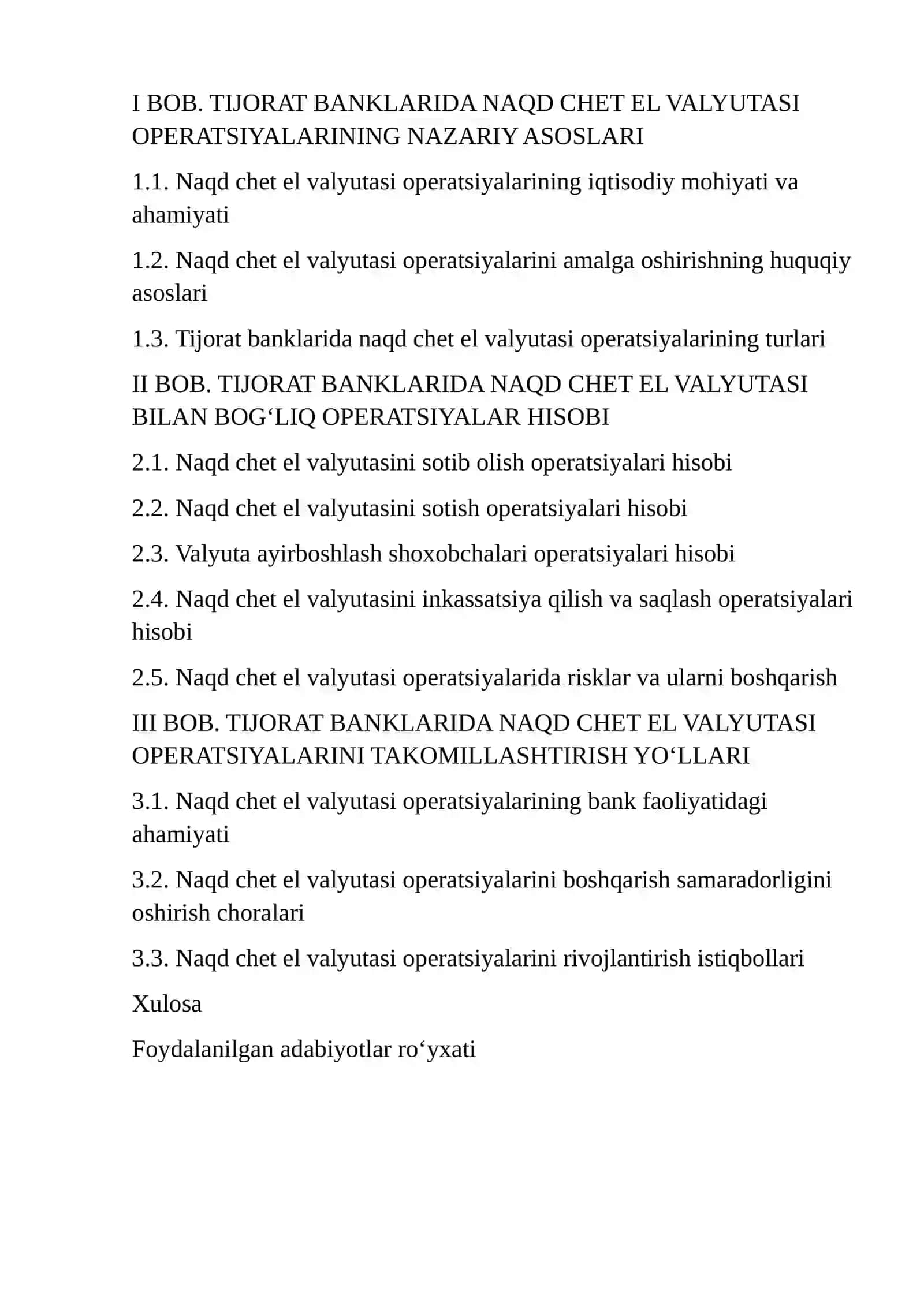 TIJORAT BANKLARIDA NAQD CHET EL VALYUTASI BILAN BOG'LIQ OPERATSIYALAR HISOBI 2