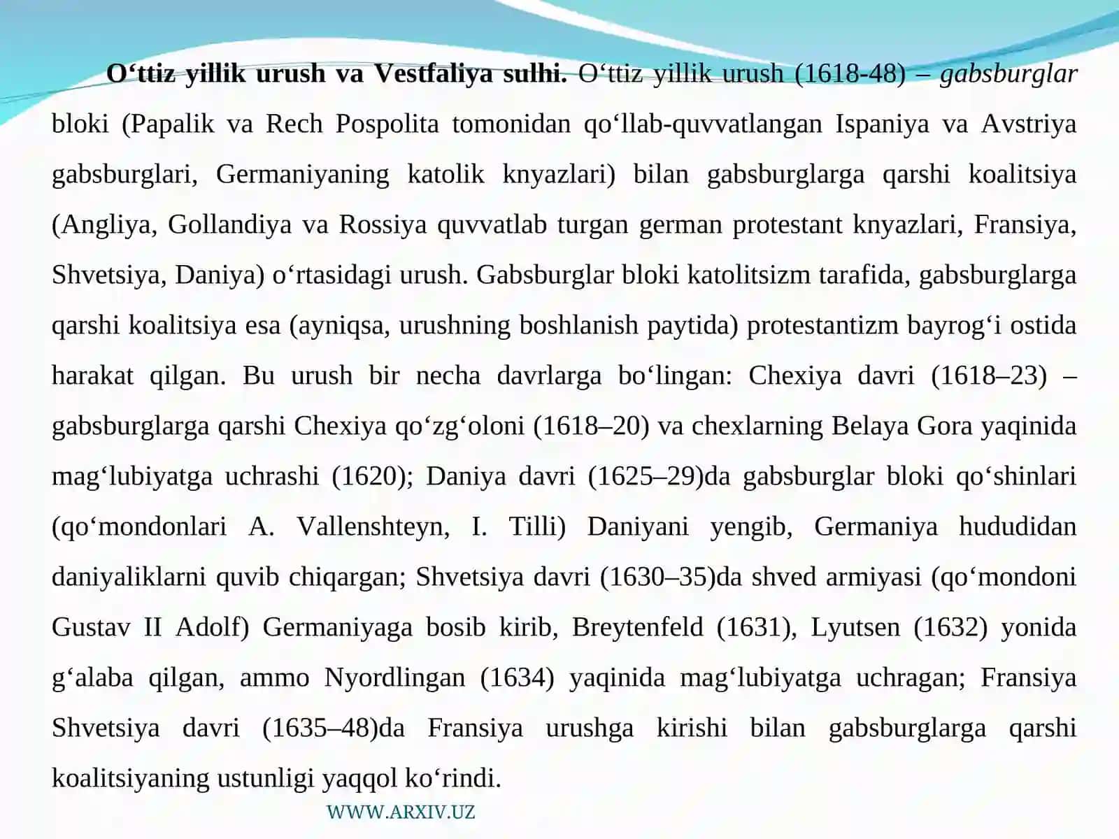 O‘ttiz yillik urush va Vestfaliya sulhi 2