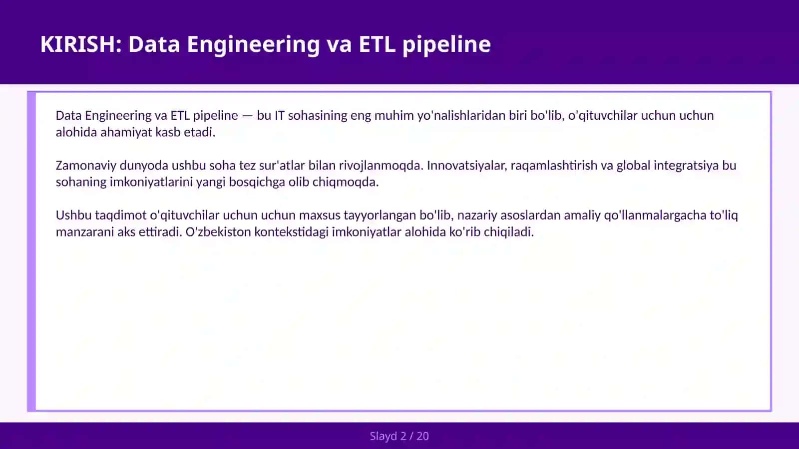 Data Engineering va ETL pipeline 2