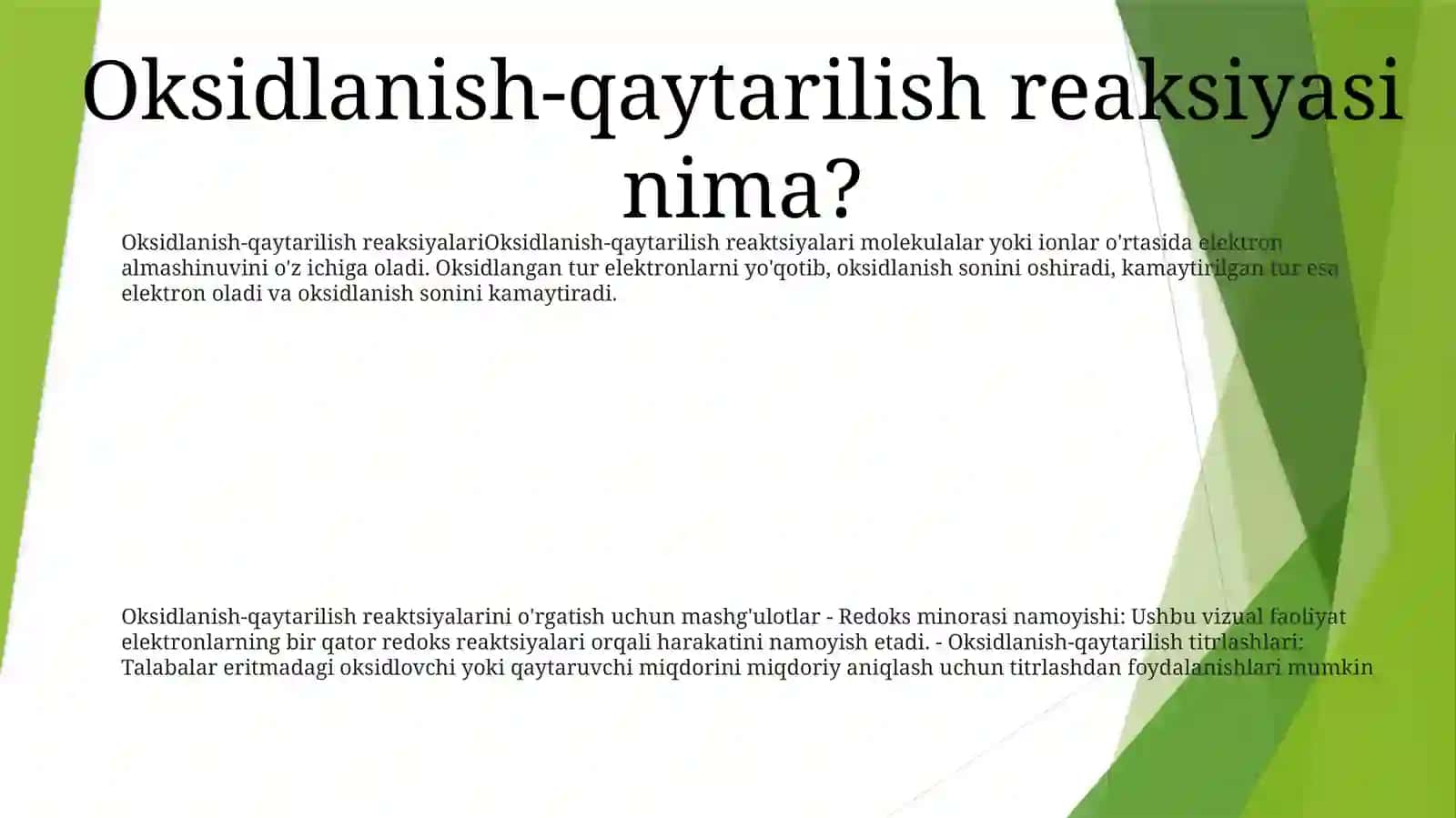 Oksidlanish-Qaytarilish Reaksiyalarini OʻQitish Metodikasi Bilan Tanishish 2