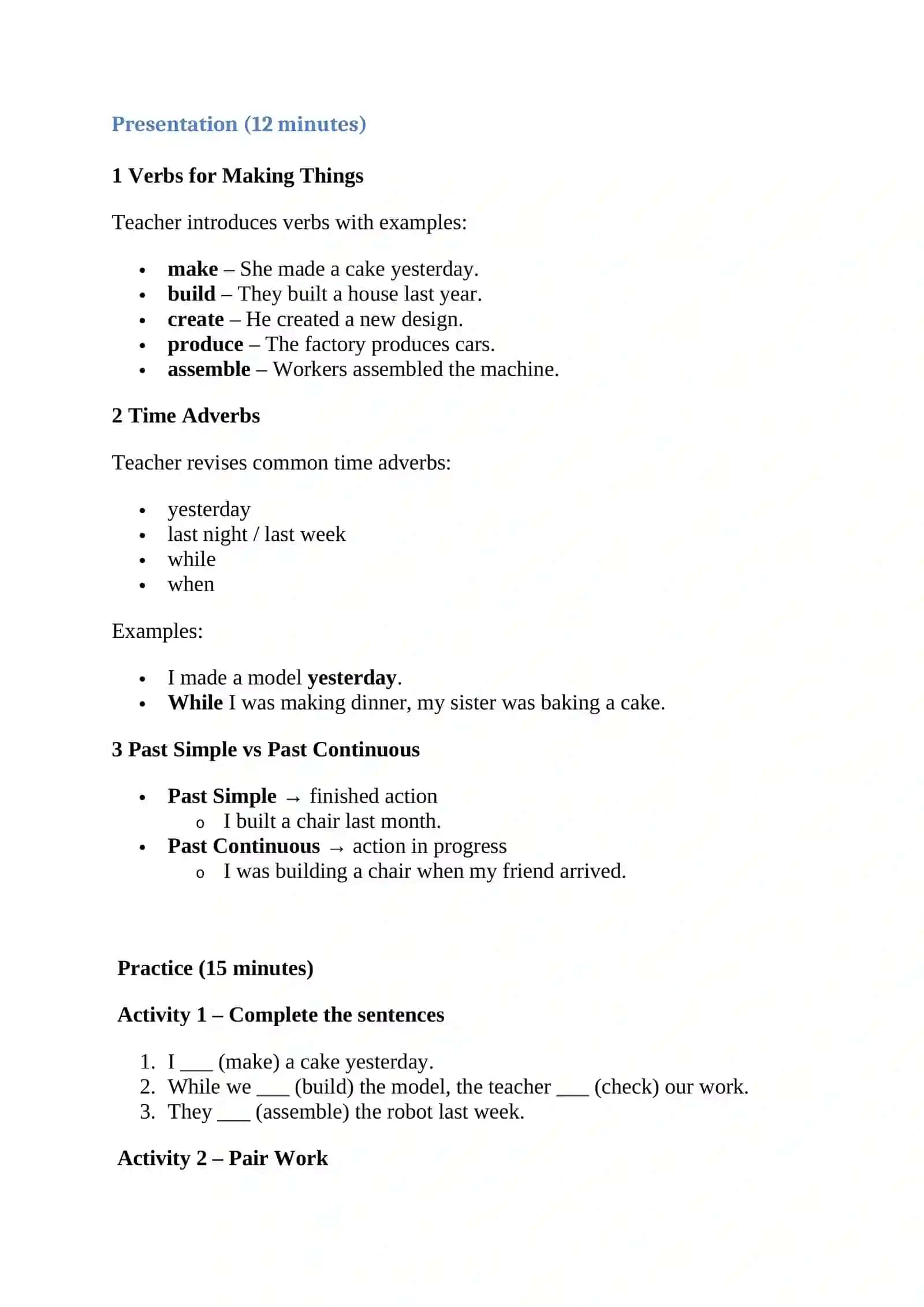 Verbs for Making Things 2