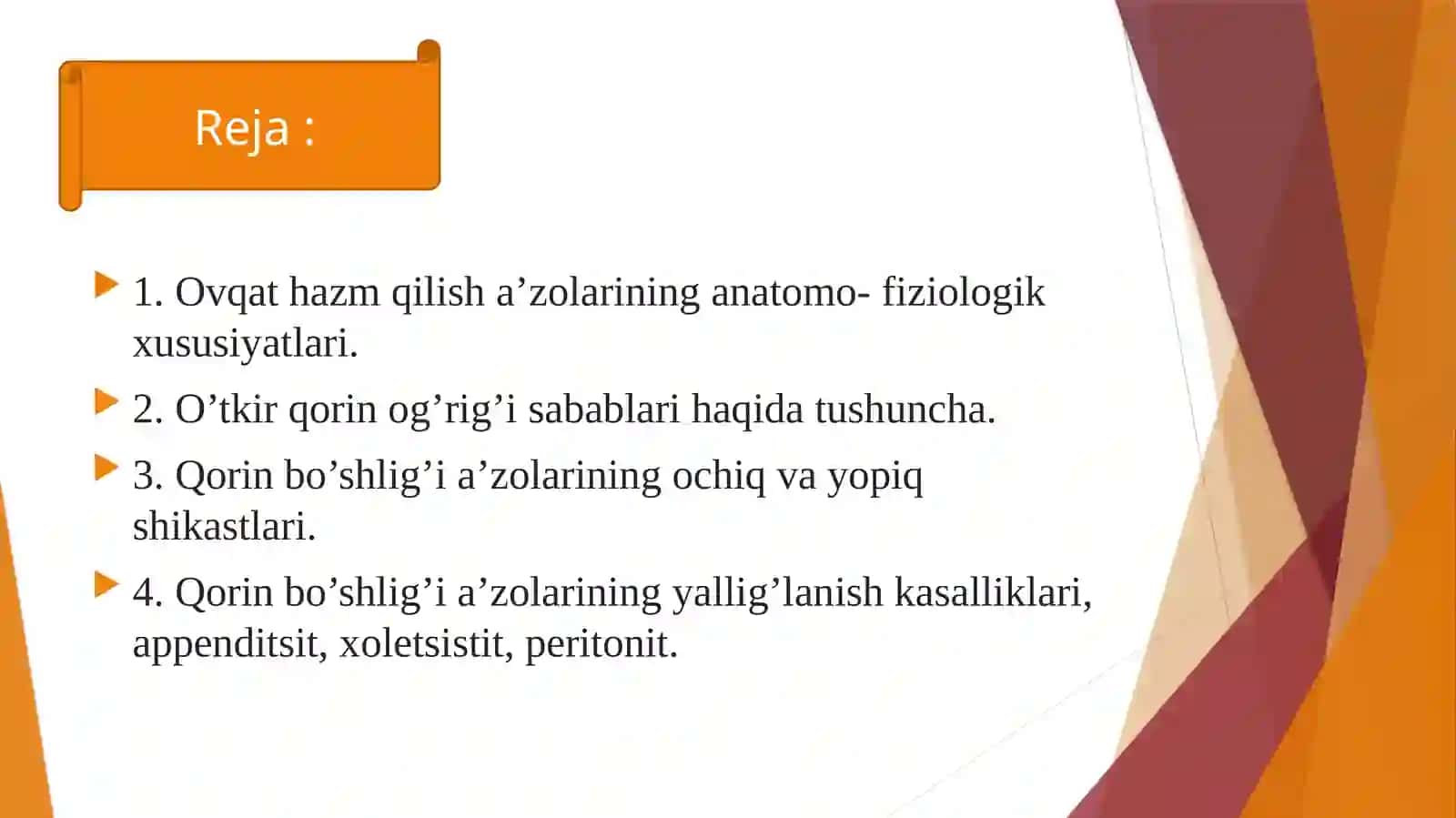 Ovqat hazm qilish a'zolarining xirurgik kasalliklari hamshiralik ishi 2