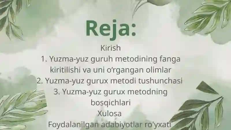 Yuzma-yuz gurux metodi 2