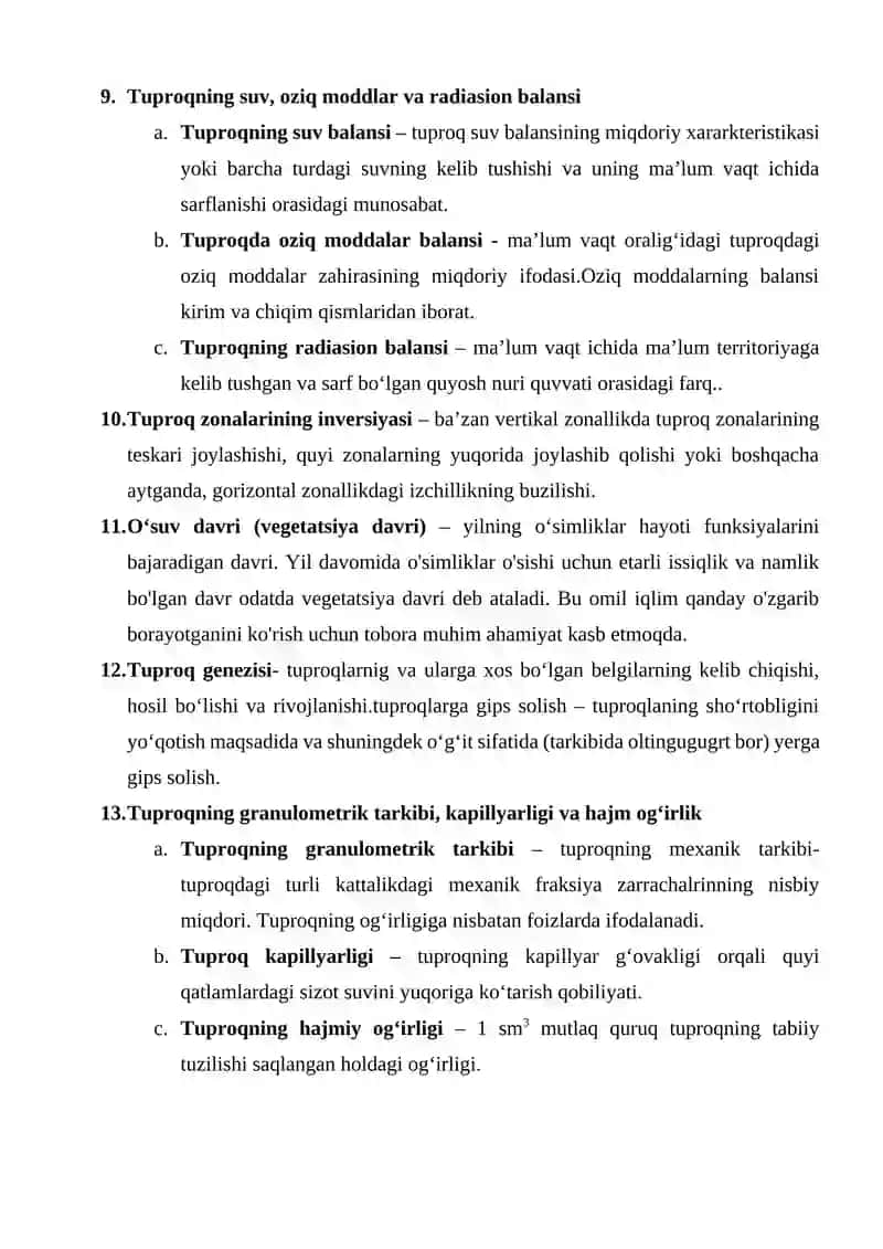 TUPROQ FIZIK VA GIDROGRAFIK XOSSALARIGA OID TUSHUNCHALAR 2