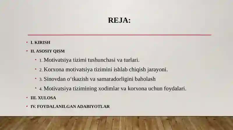 Korxona Uchun Motivatsiya Tizimini Ishlab Chiqish Va Sinovdan O'tkazish 2