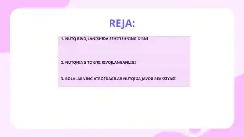 "Bolalar nutqining rivojlanishida ko'rish va eshitishning ahamiyati" mavzusida prezintatsiya 2