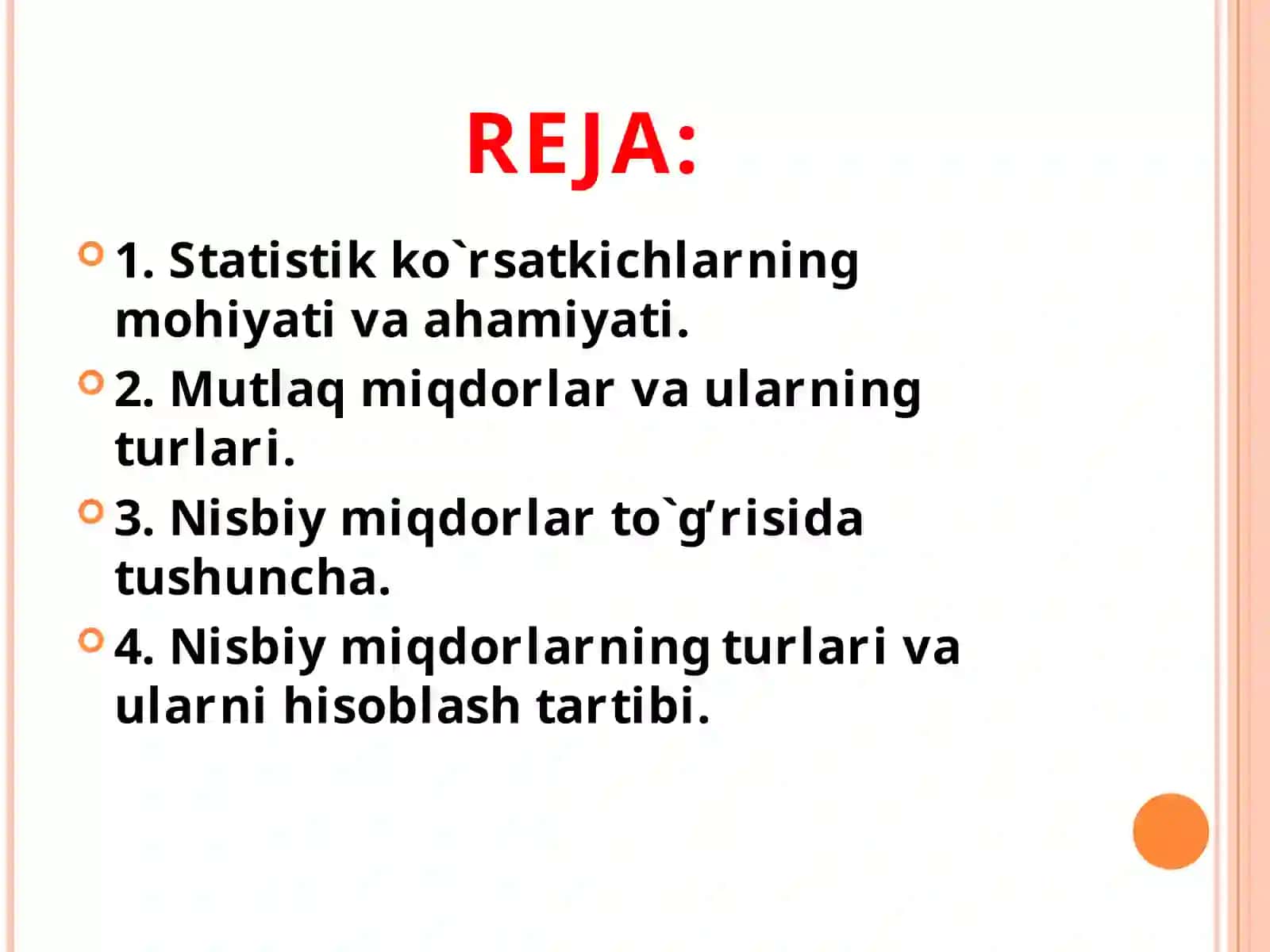 TASVIRIY STATISTIKA KO’RSATKICHLARI 2