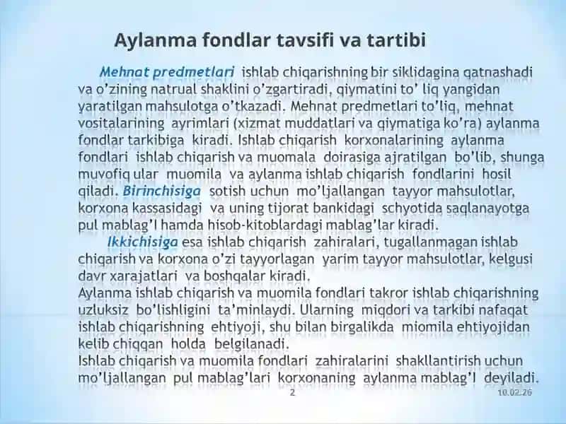 Aylanma mablag’lari 2