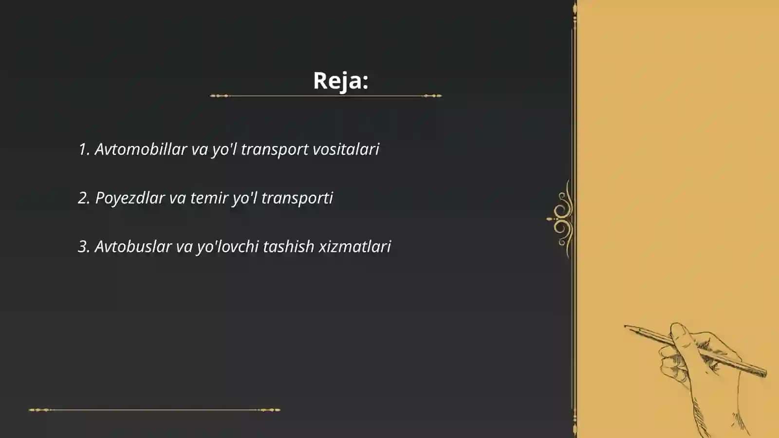 Avtomobillar va yo'l transport vositalari 2