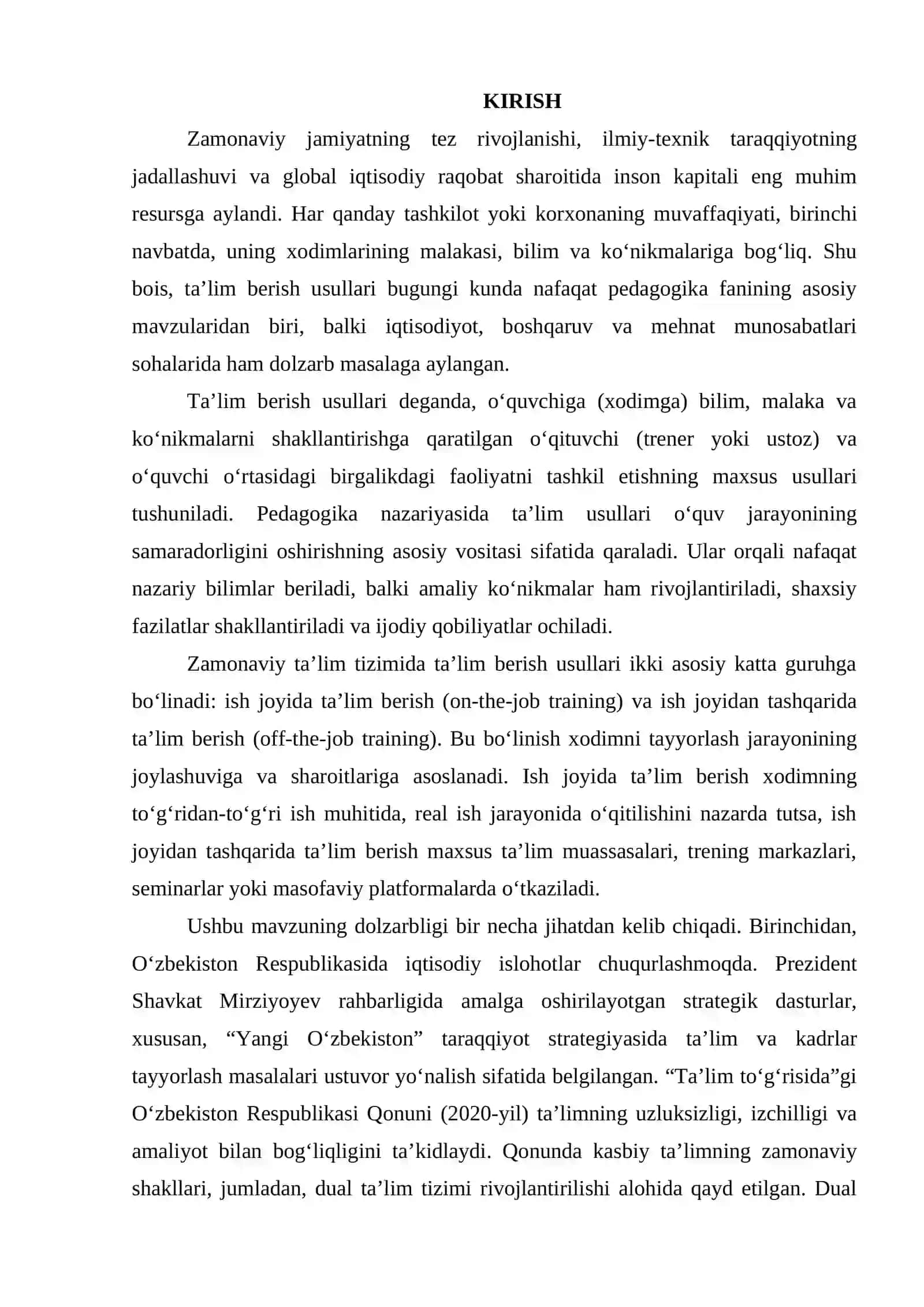 Ta'lim berish usullari: ish joyida ta'lim berish, ish joyidan tashqarida ta'lim berish 2