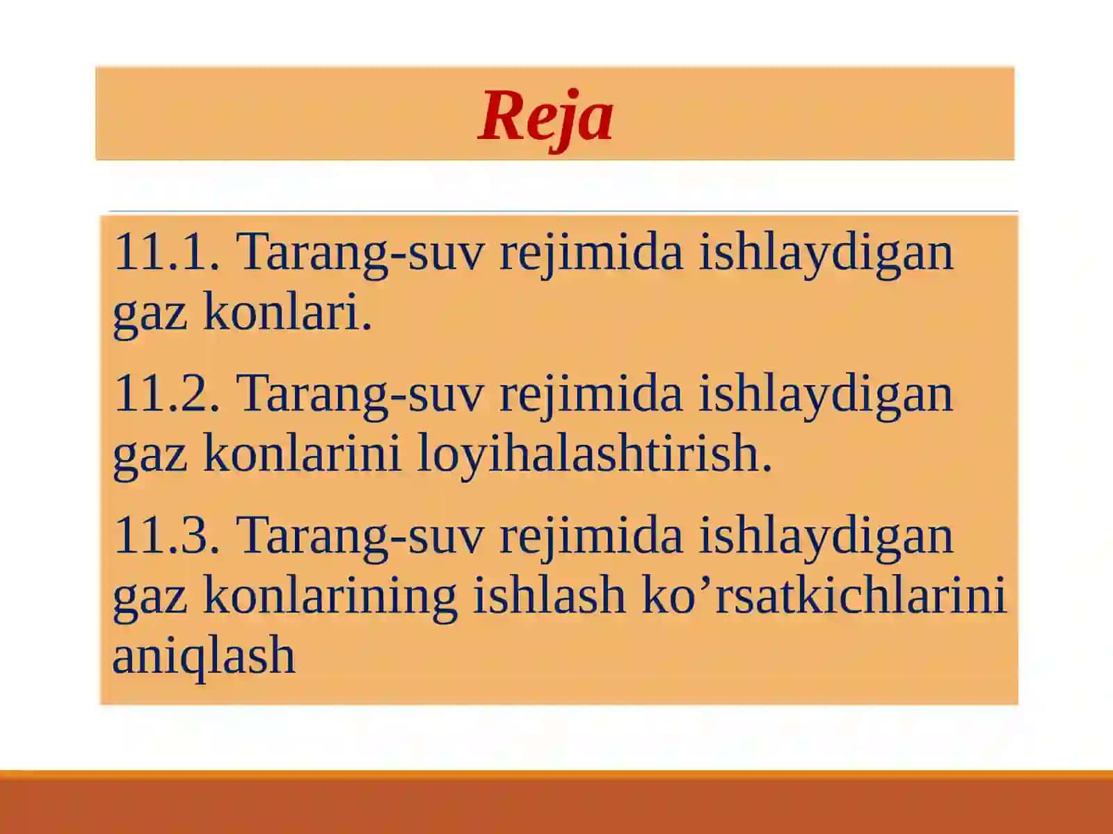 Tarang suv rejimida ishlaydigan gaz konlarini loyixalashtirish 2