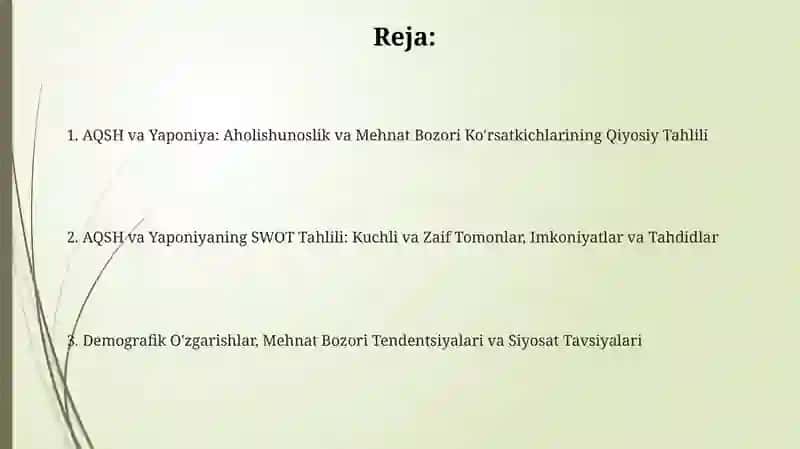 AQSH va Yaponiya – Demografik va Mehnat Bozorining Qiyosiy Tahlili 2