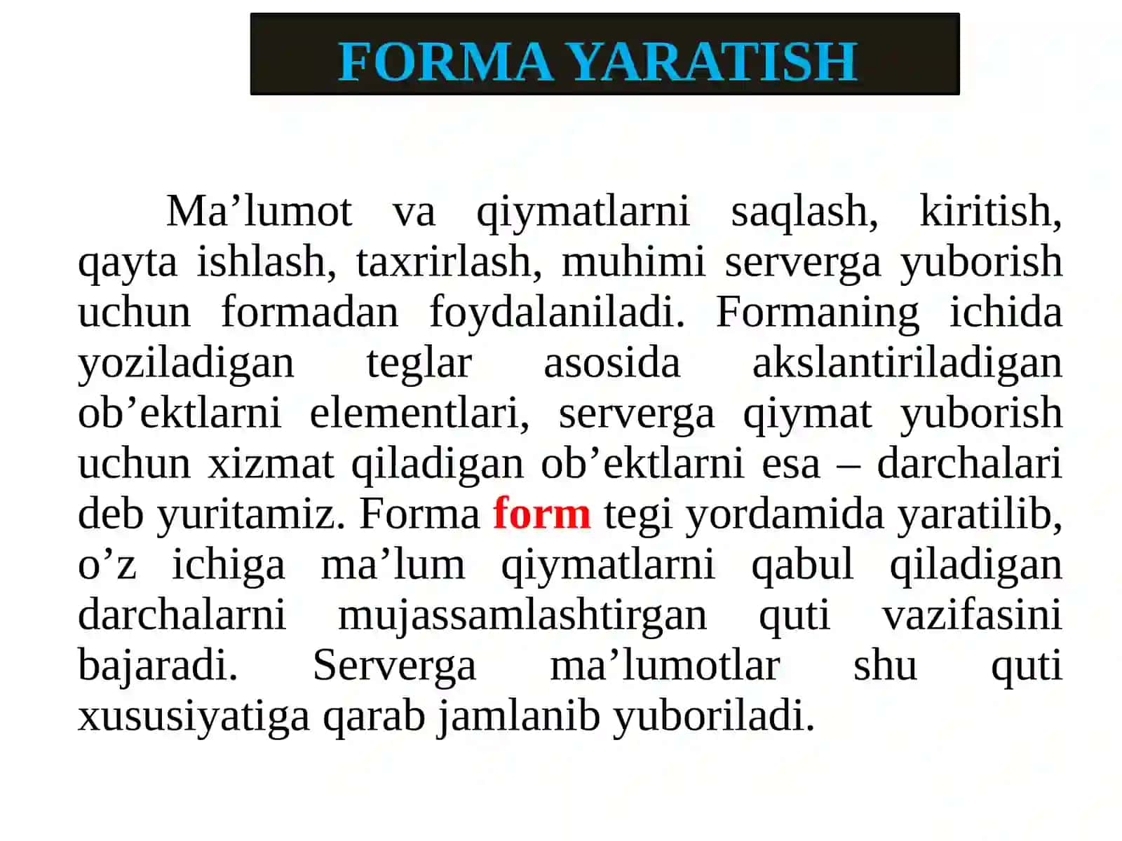 Forma yaratish 2