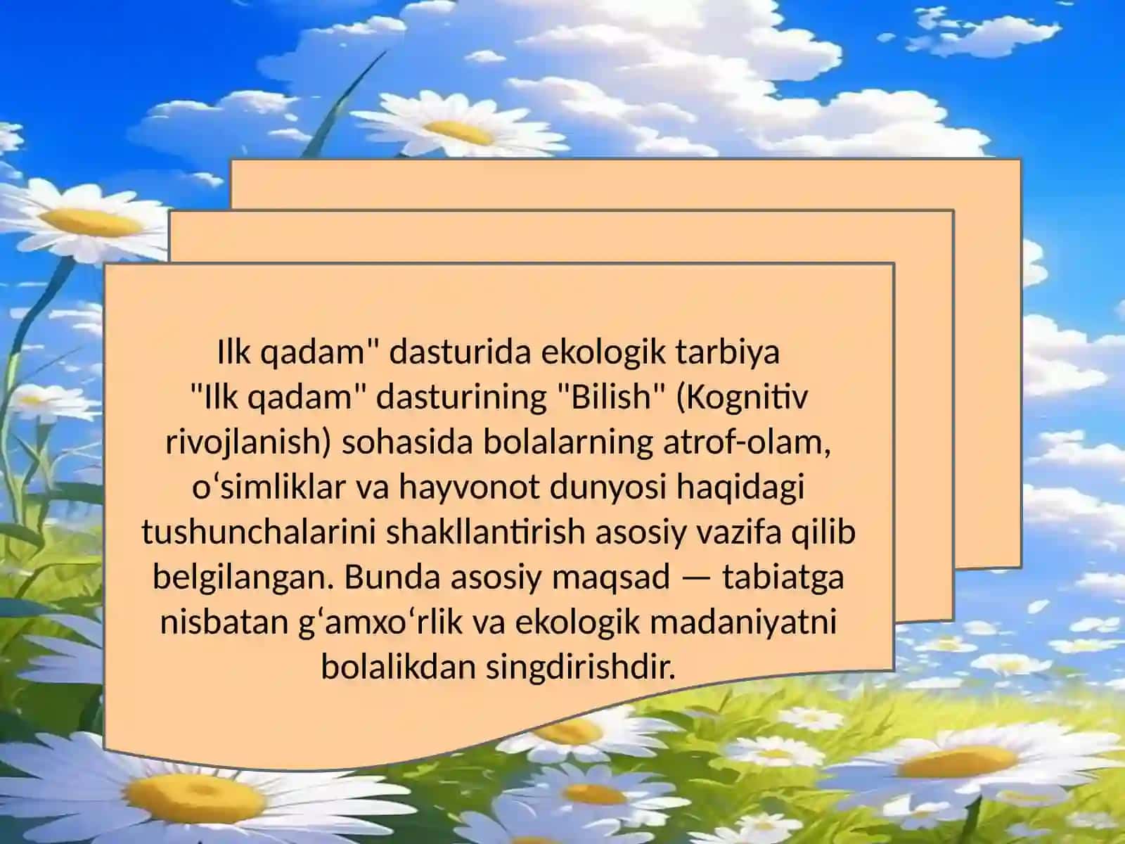 "Ilk Qadam" davlat dasturi asosida maktabgacha yoshdagi bolalarni tabiat bilan tanishtirish shakllari 2