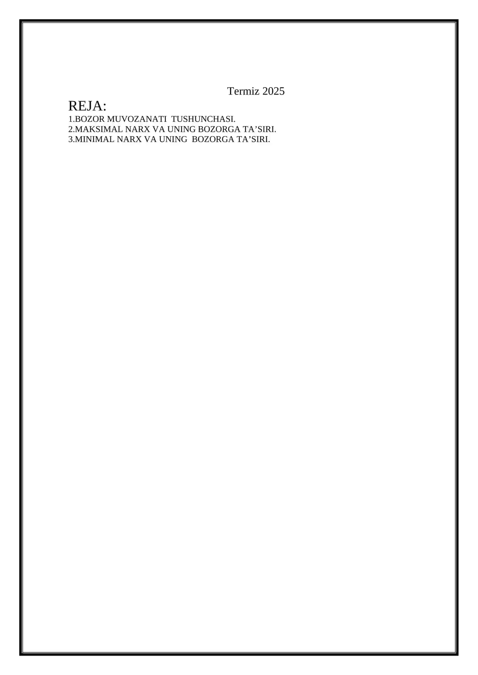 BOZOR MUVOZANATI, MAKSIMAL VA MINIMAL NARX 2