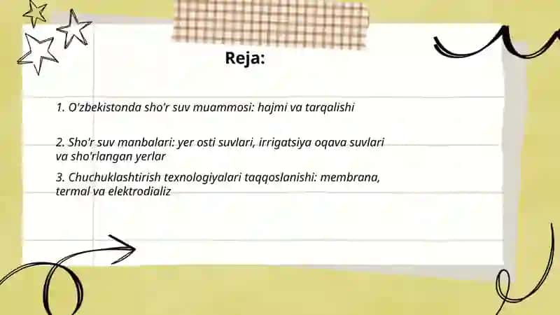 Sho'r Suvlar chuchuklashtirish g'oyasi 2