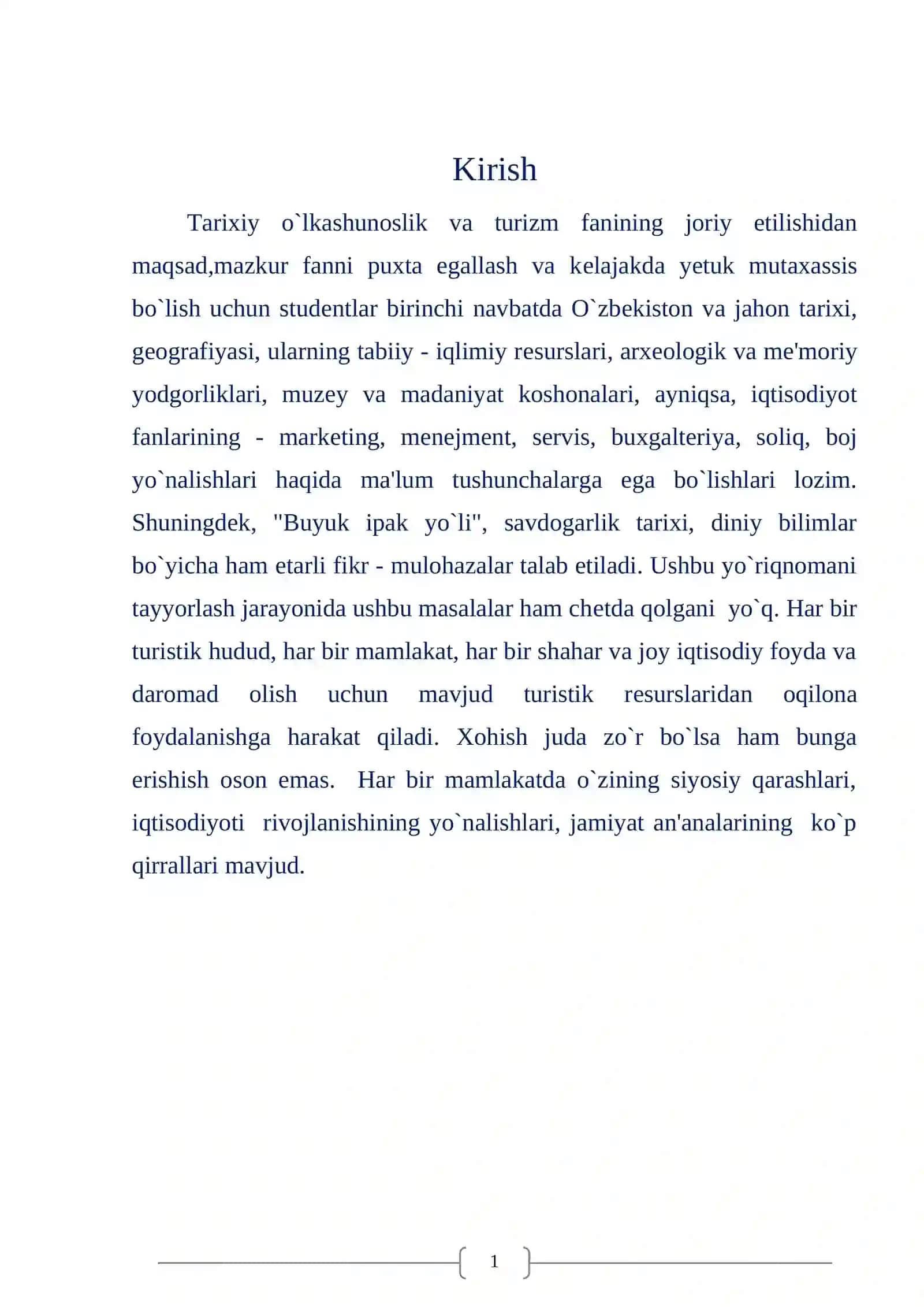 BOB. Turizm tushunchasi, uning boshlanishi, shakllanishi va tarixi 2