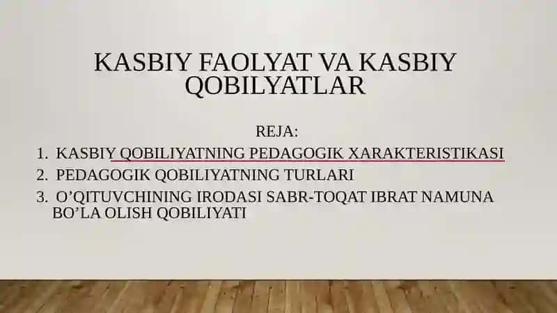 Kasbiy faoliyat va kasbiy qobiliyatlar 2