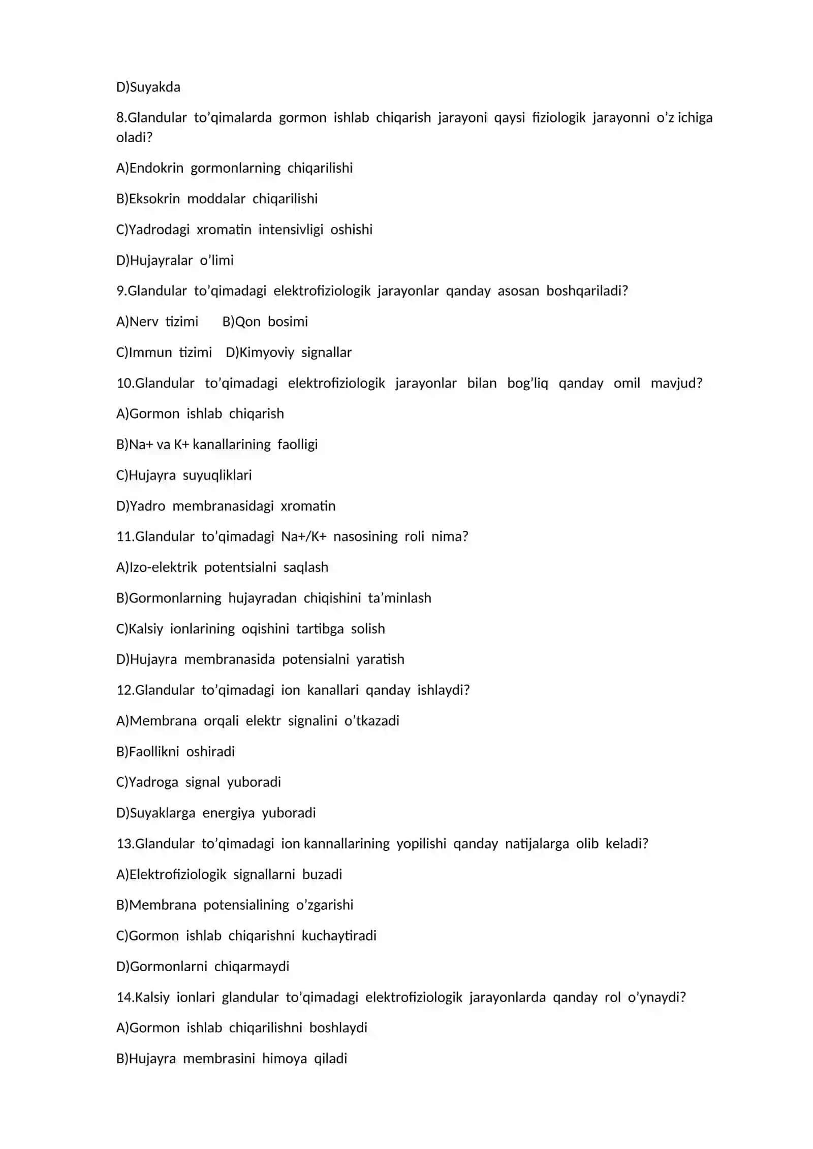 Glandular to’qimalarda Elektrofiziologiya 2
