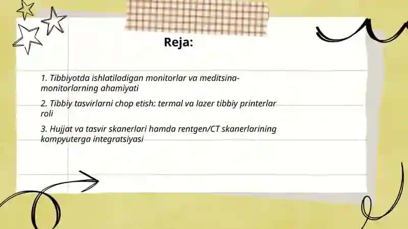 Kompyuterning Asosiy Qo'shimcha qurilmalari hamda ularning tibbiy amaliyotdagi ahamiyati 2