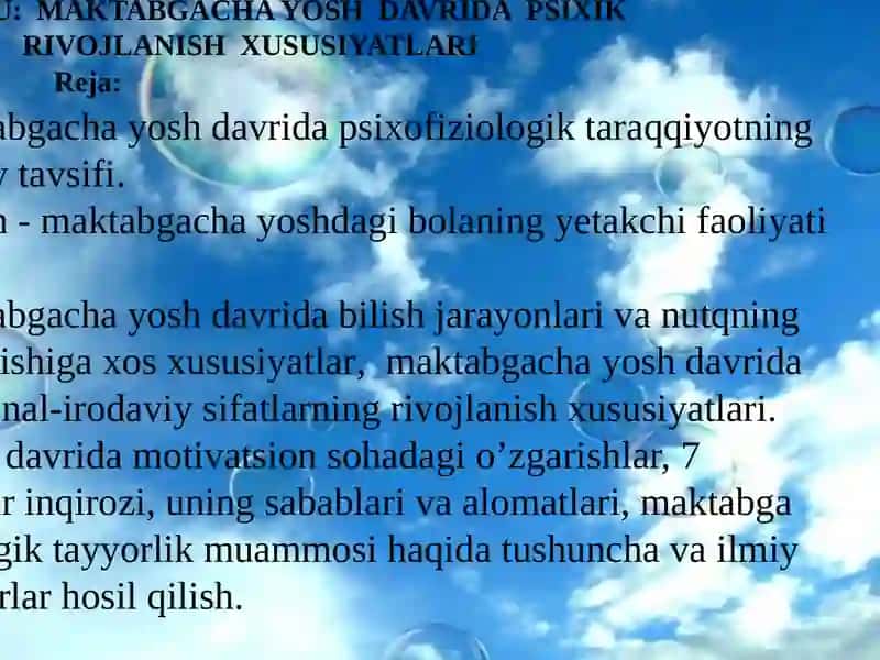 MAKTABGACHA YOSHDAVRIDA PSIXIK RIVOJLANISH 2