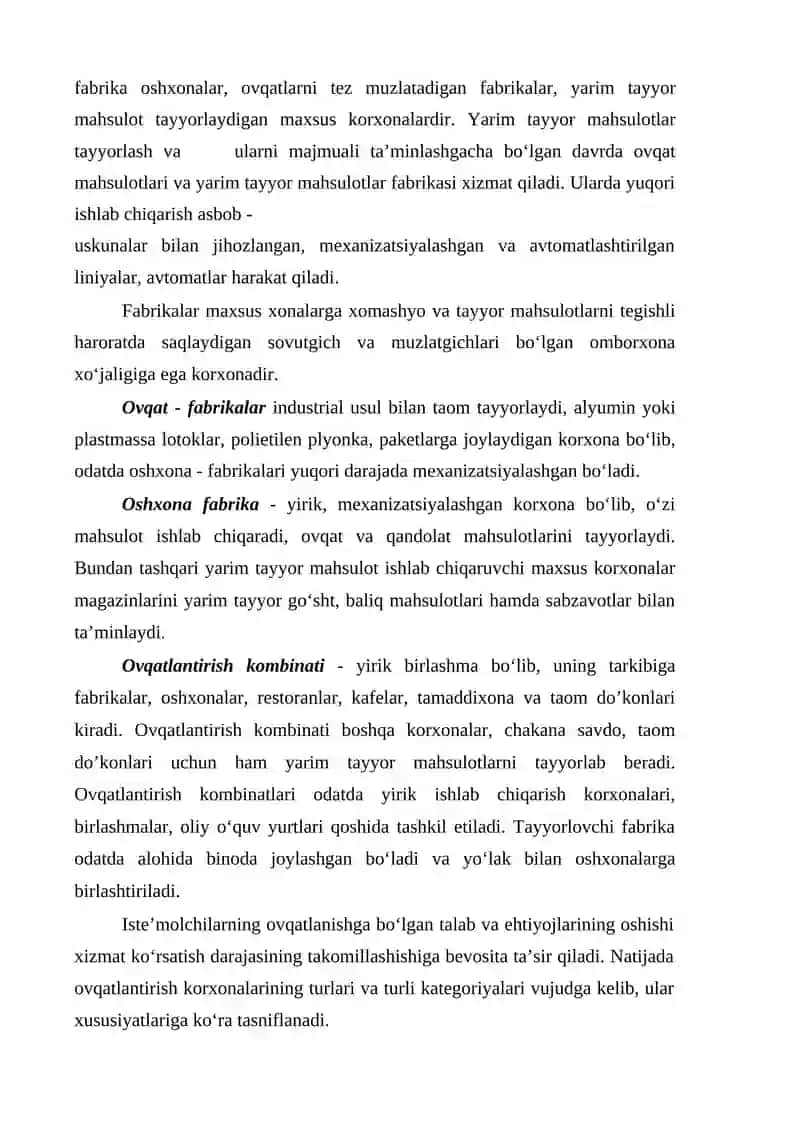Ovqatlantirish Korxonalar 2