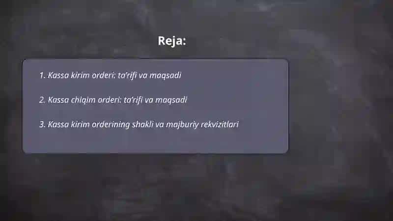 Kassa kirim va chiqim orderi,Kassa kitobi 2
