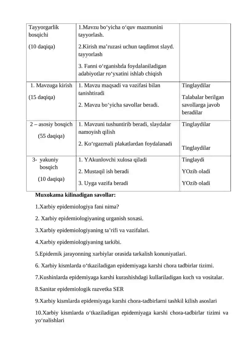 Harbiy epidemiologiyaning tarkibi va vazifalari 2