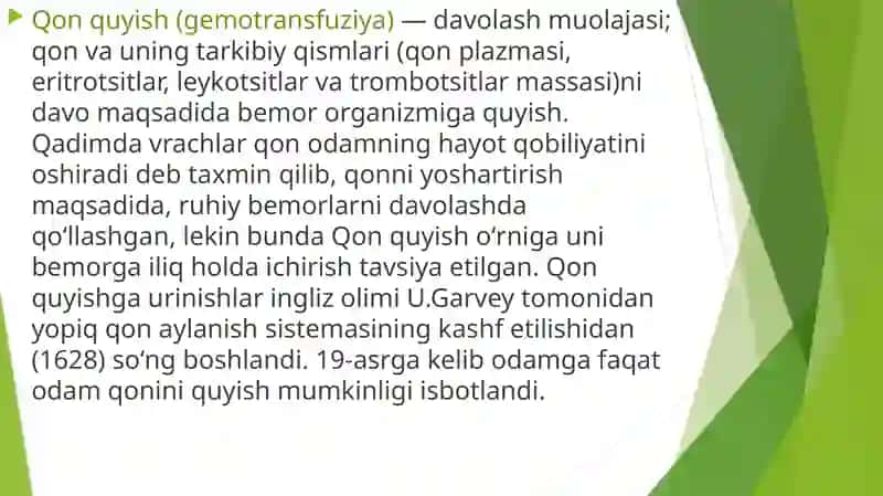 Qon quyish usullari va turlari 2