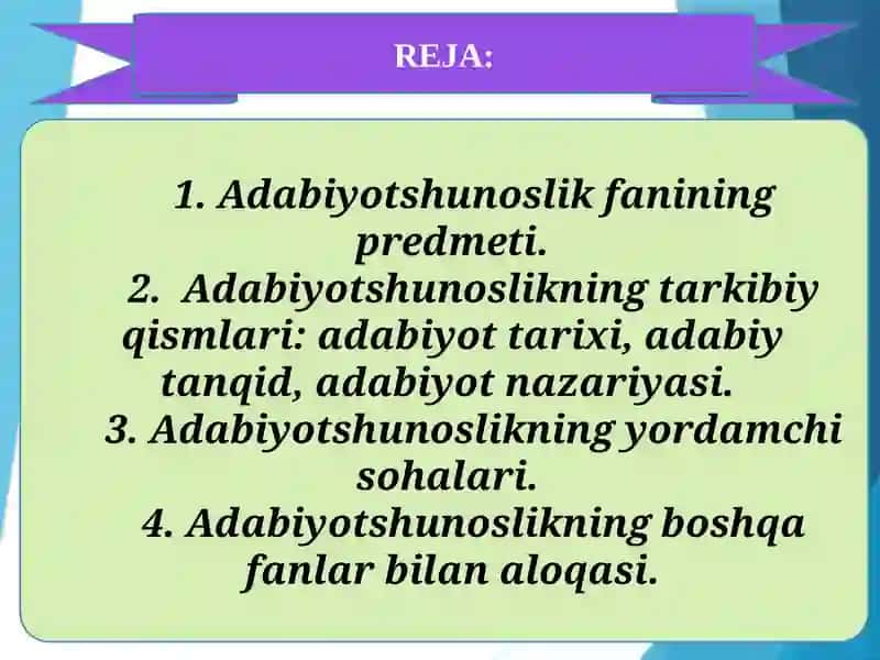 Adabiyotshunoslik asoslari fan sifatida 2