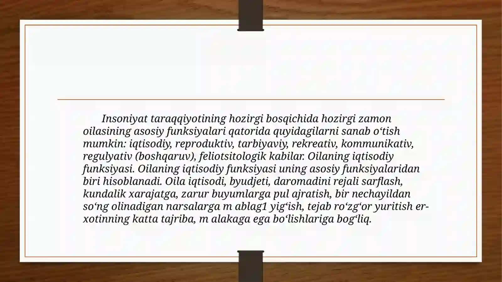 Oila turlari va ularning nazariyasi 2