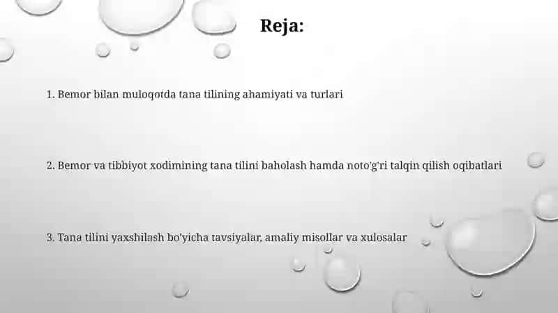 Bemor bilan muloqotda tana tilidan foydalanishning assisment tahlili 2