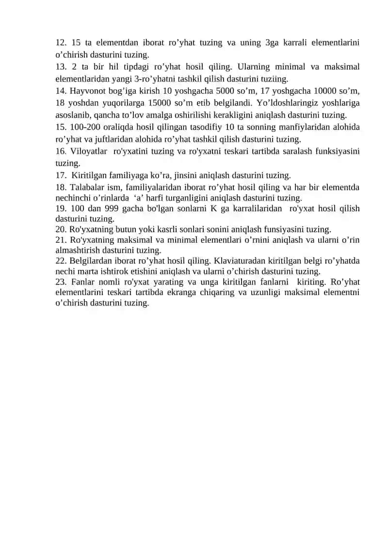 Iqtisodiyotda dasturlash fanidan kurs 2