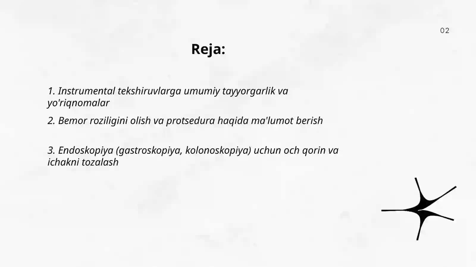 Vemorlarni insturumental tekshiruv uchun tayyorlash 2