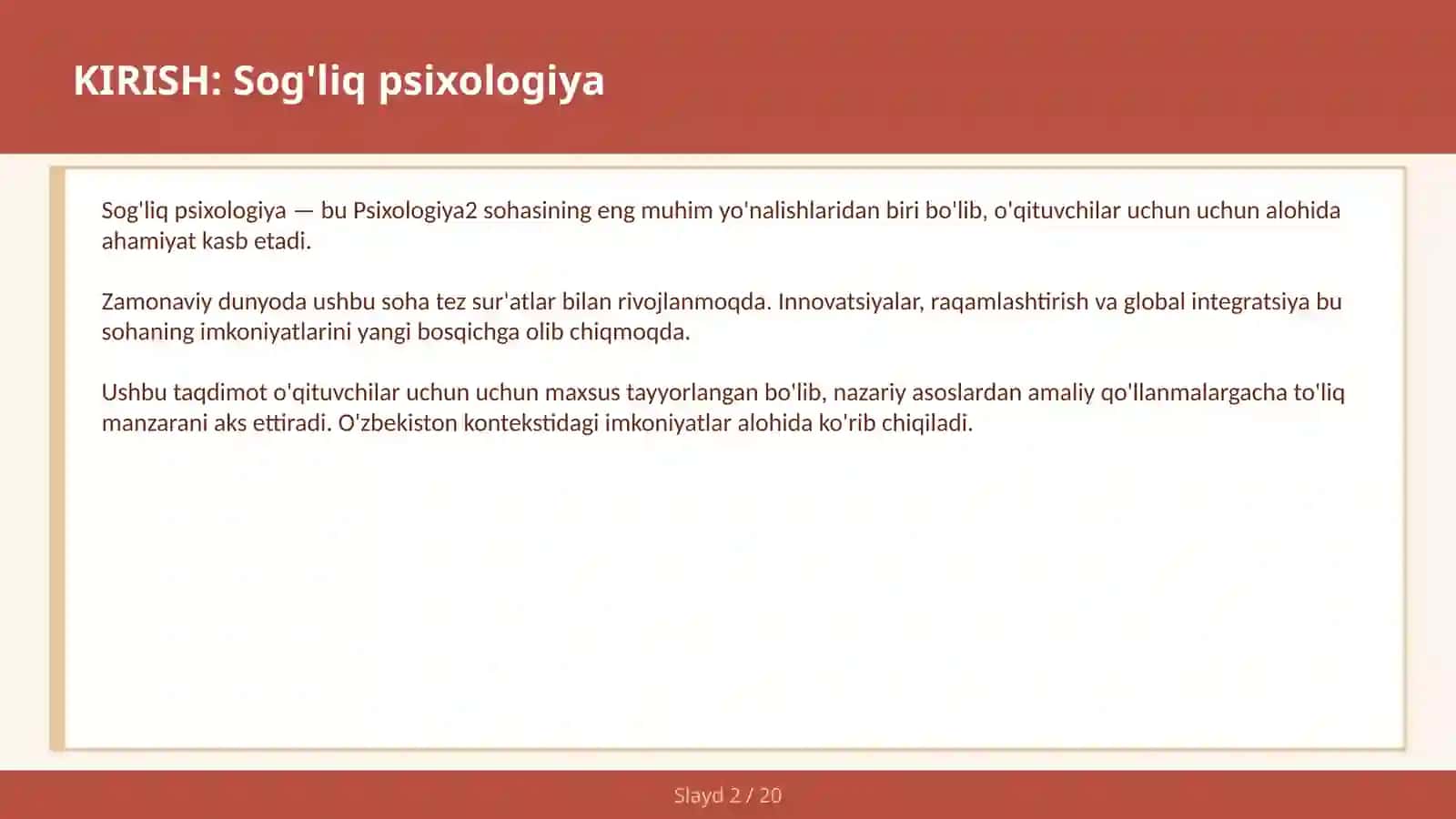 Sog'liq psixologiya 2