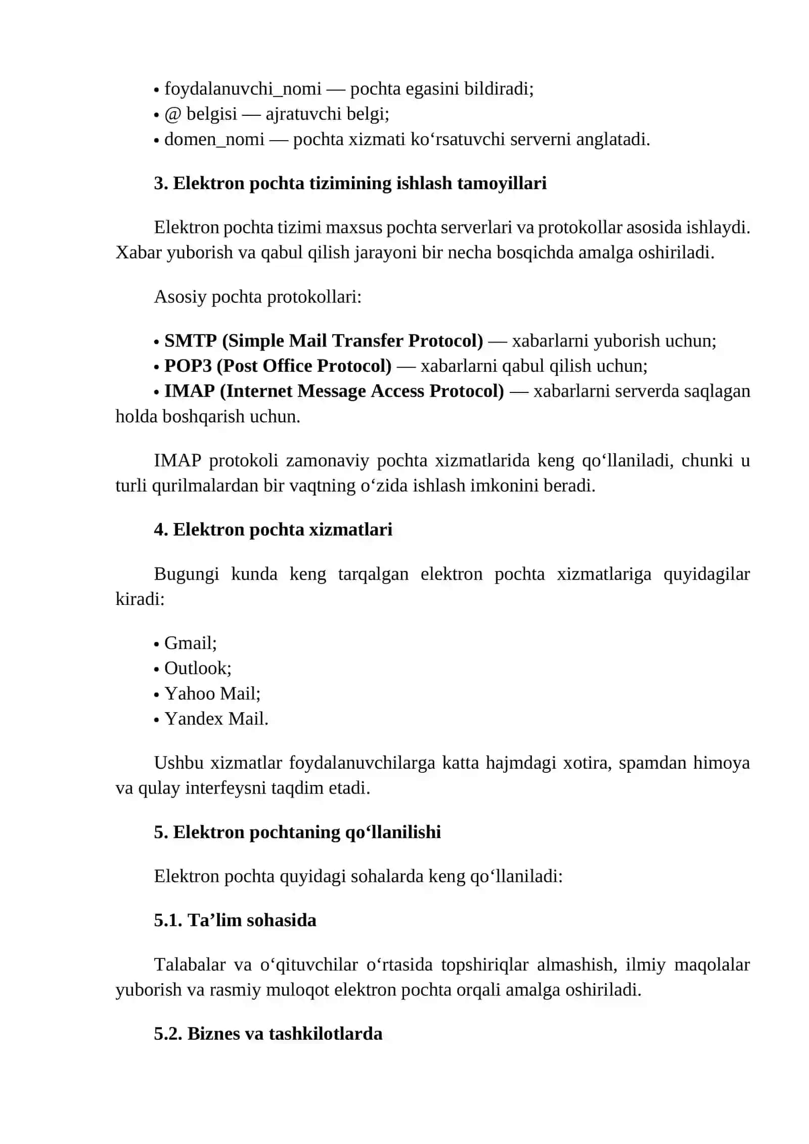 Elektron pochta va onlayn muloqot vositalari 2