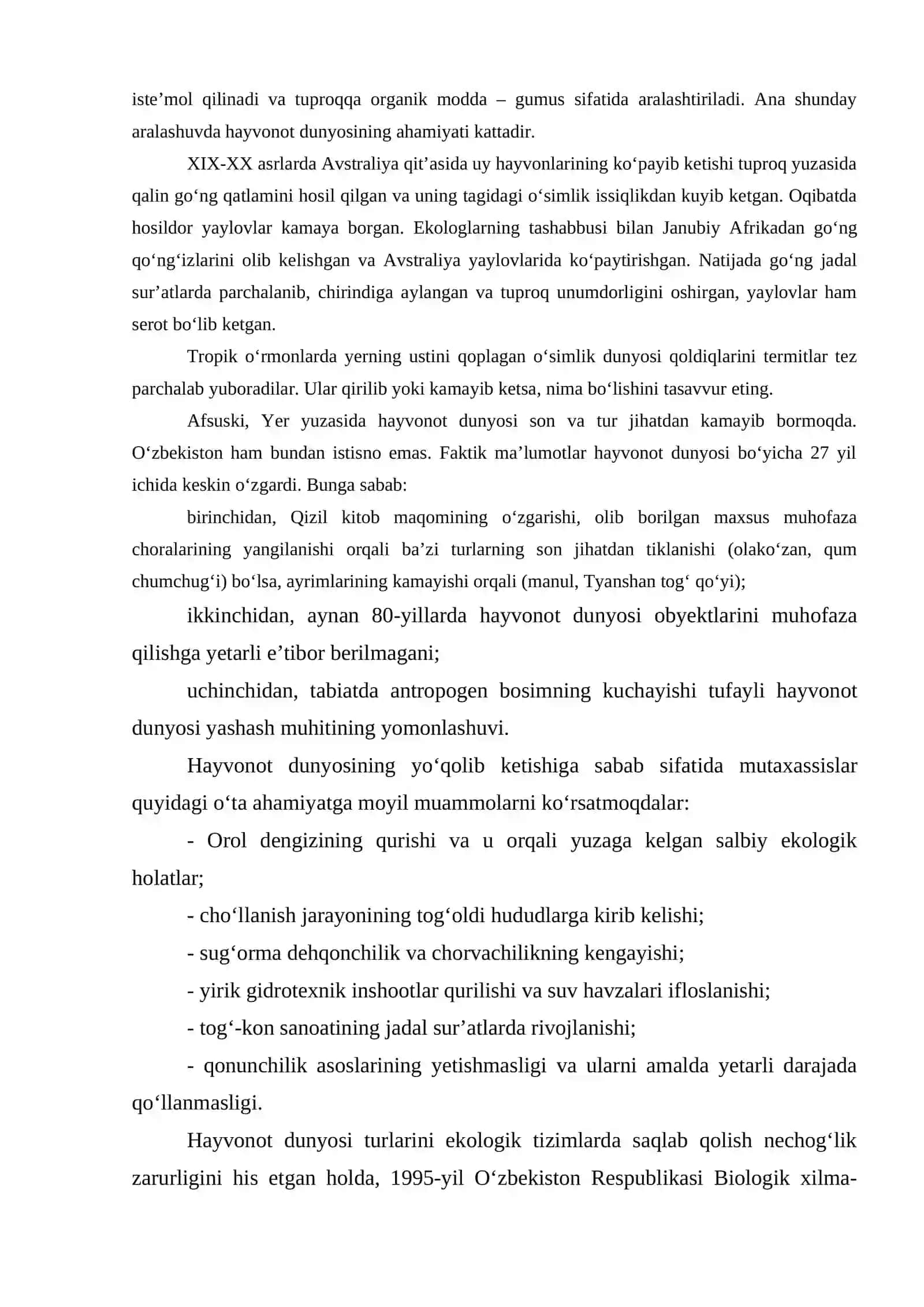 Hayvonot dunyosi obyektlari va ularni muhofaza qilish talablari 2