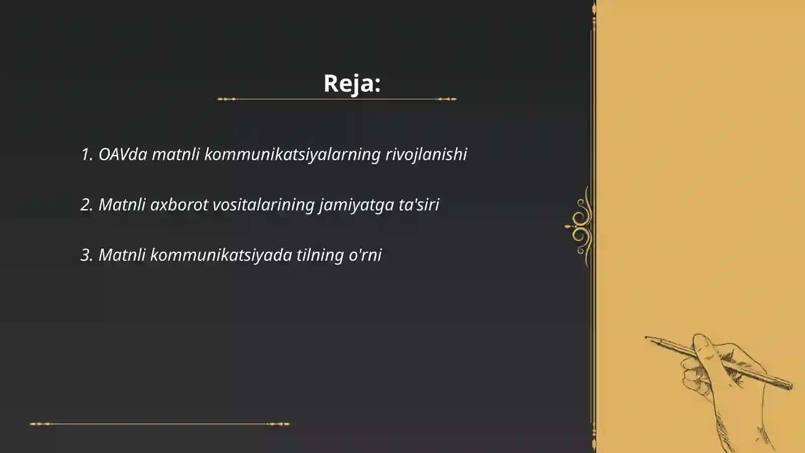 OAV orqali beriladigan matnli kommunikatsiyalar mohiyati tahlil etish 2