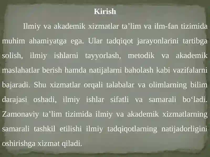 Ilmiy va akademik xizmatlar 2