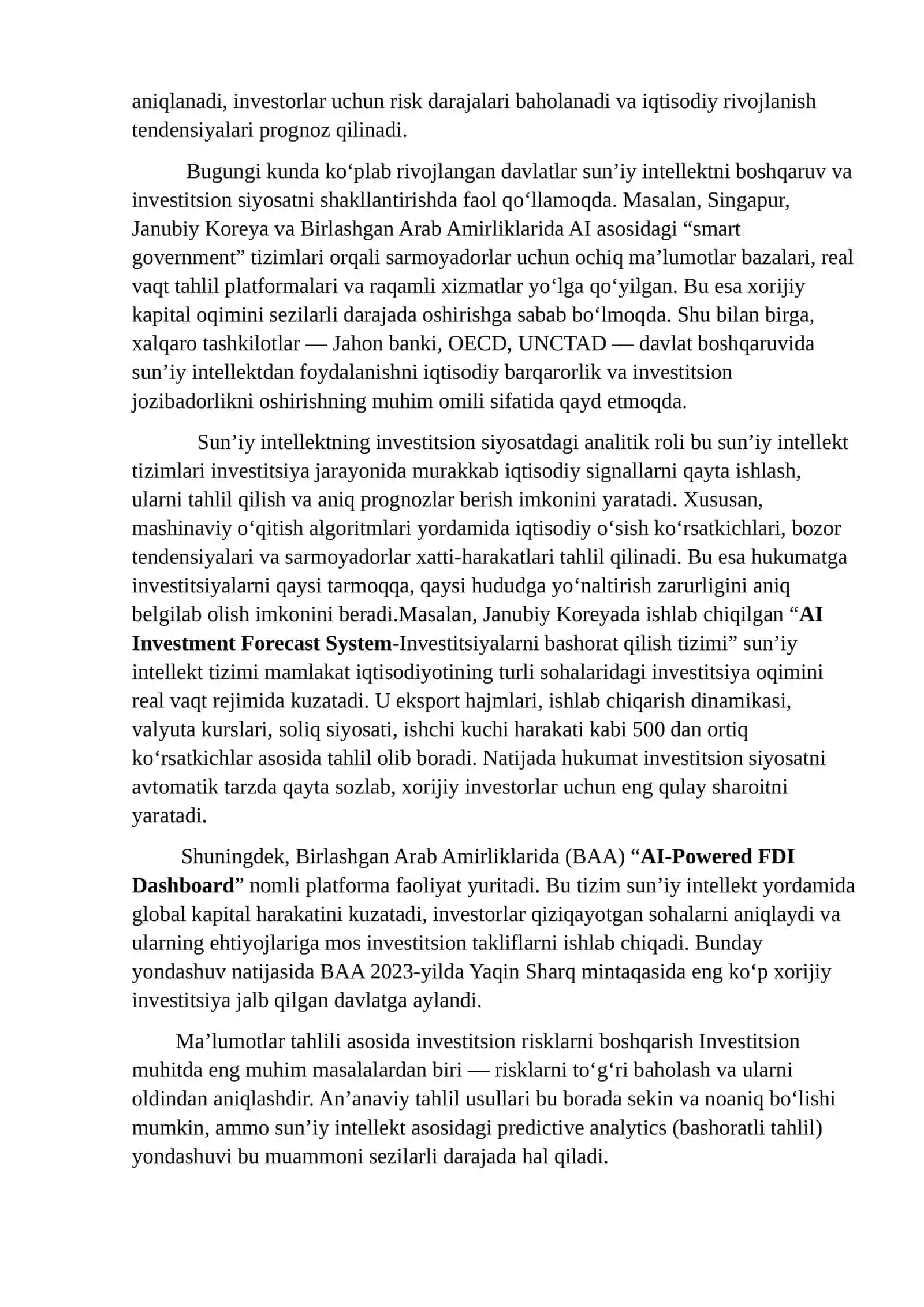 Sun’iy intellekt va xorijiy investitsiyalar 2