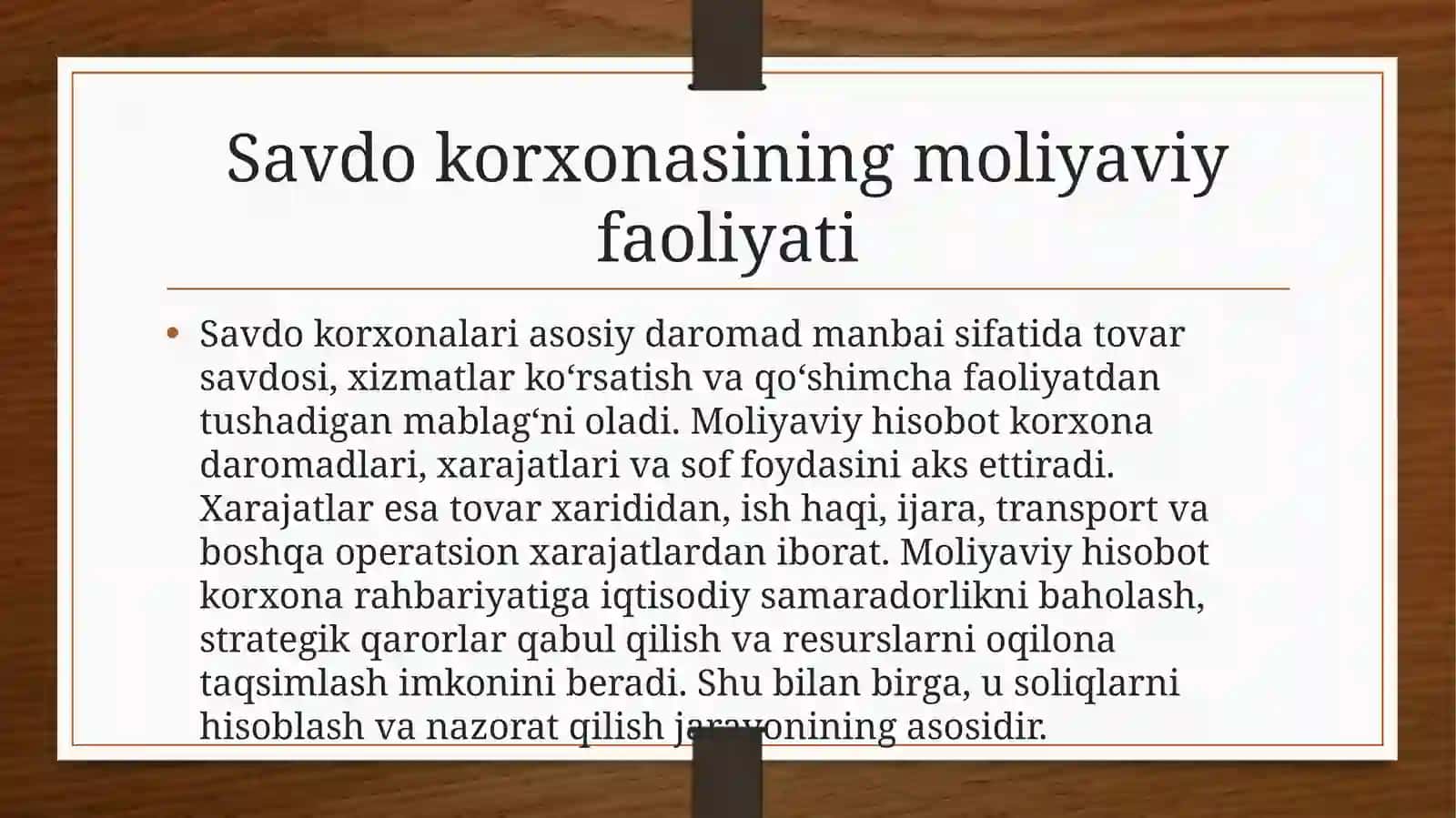 Savdo korxonalarida soliqlar hisobi va moliyaviy hisobot 2