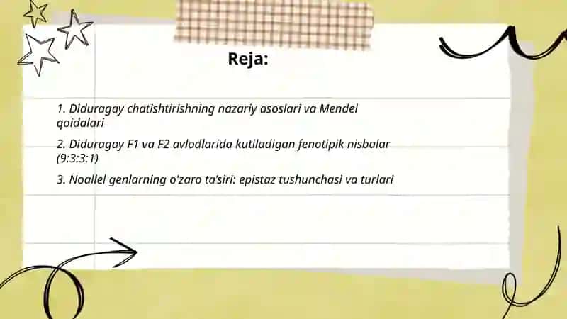 Diduragay chatishtirish. Noallel genlarning o'zaro ta'siri. Penetrantlik 2