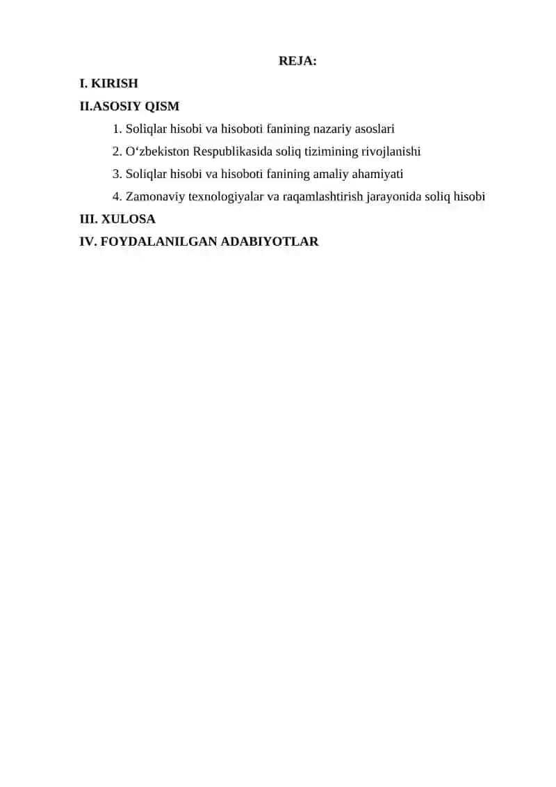 SOLIQLAR HISOBI VA HISOBOTI» FANINING BUGUNGI KUNDA RESPUBLIKAMIZ IQTISODIYOTIDA TUTGA O’RNI 2