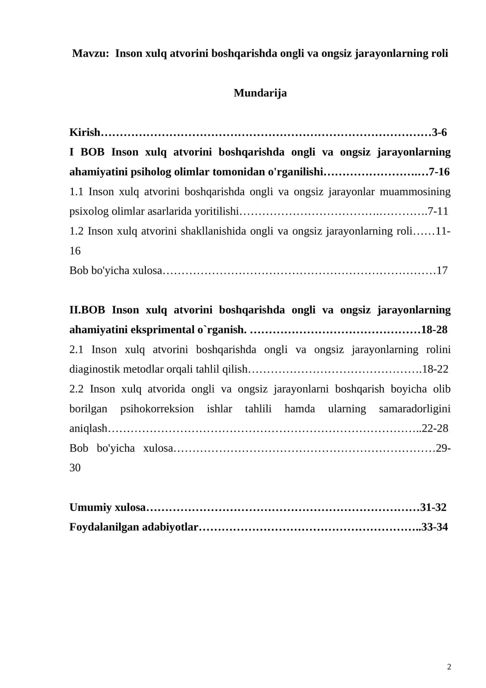 Inson xulq atvorini boshqarishda ongli va ongsiz jarayonlarning roli 2