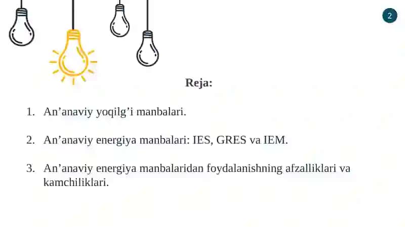 Ana’naviy energiya manbalari 2