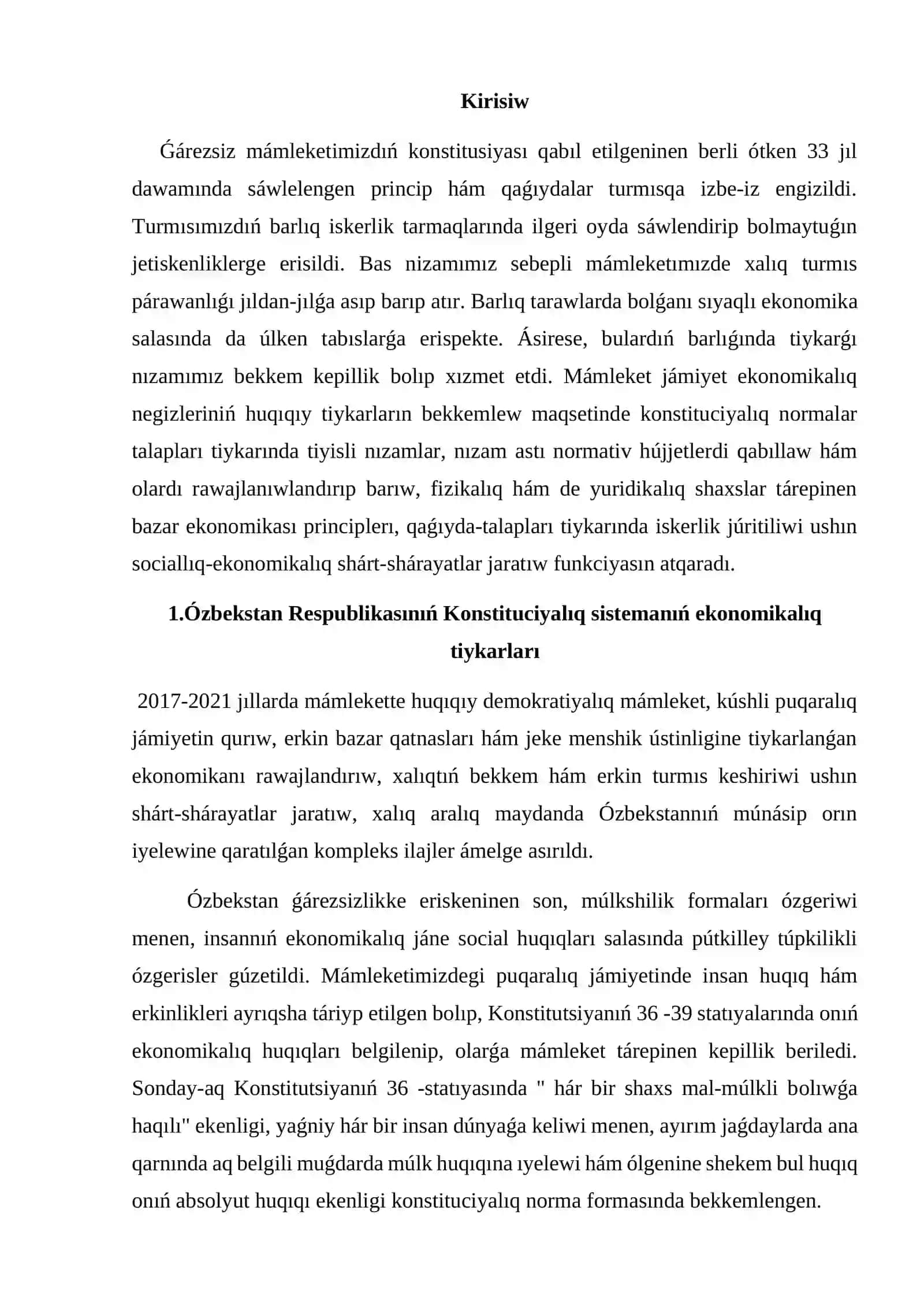 Ózbekstan Respublikasınıń Konstituciyalıq sistemanıń ekonomikalıq tiykarları 2
