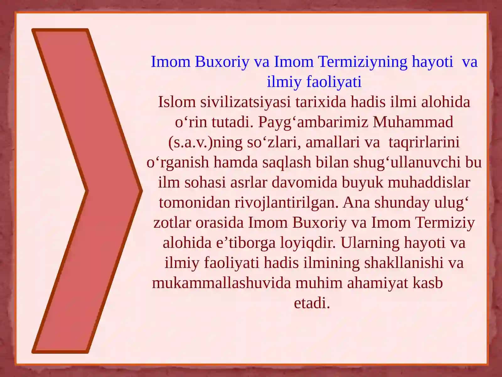 Imom Buxoriy va Imom Termiziyning hadis ilmiga qoʻshgan hissalarini qiyosiy taxlili 2