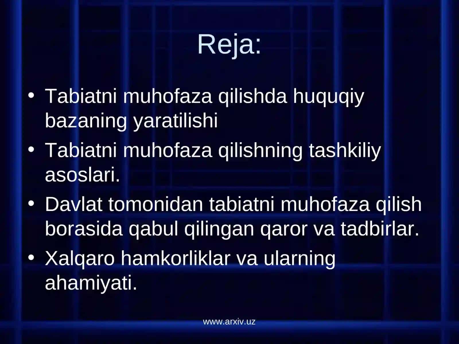 O`zbekistonda atrof – muhitni muhofaza qilishdagi vaziyat 2